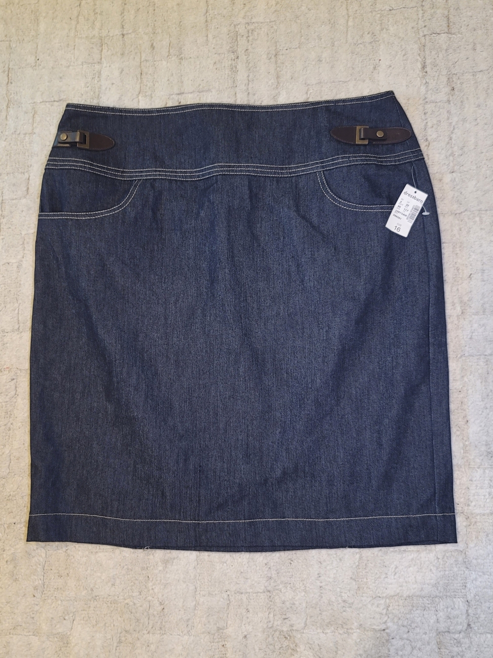 NWT Classic Denim Pencil Skirt Dark Wash Jean Business Casual Women's Size 16